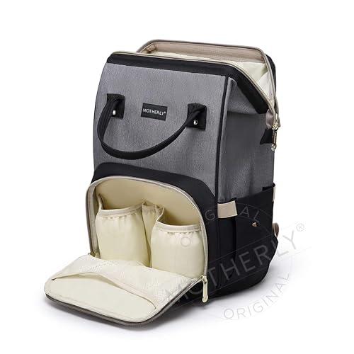 motherly Stylish Babies Diaper Bags for Mothers - Premium Version | 6 Month Warranty | (Black & Gray)