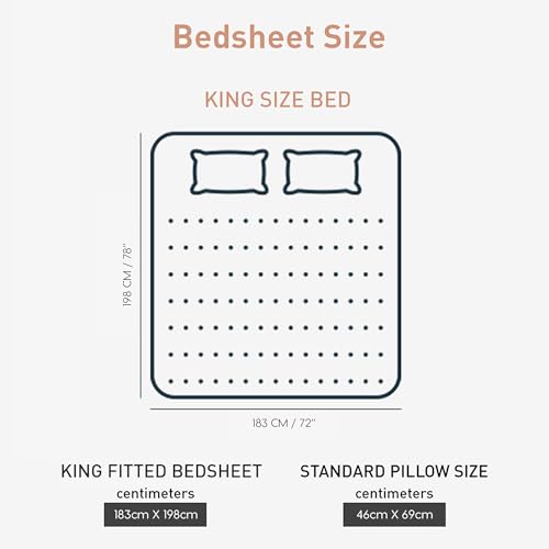 Trident Soft Comfort Fittedsheet for Double Bed, 210 TC 100% Cotton Elastic Fitted Bedsheet, Soft and Breathable, King Size Fitted Bedsheet with 2 Pillow Covers - Adam