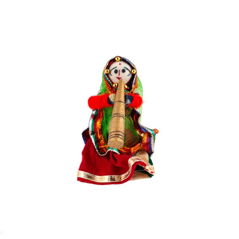 JH Gallery Traditional Rajasthani Handmade Decorative Puppet Doll Fridge Magnet (Set of 5) (Female Dolls)