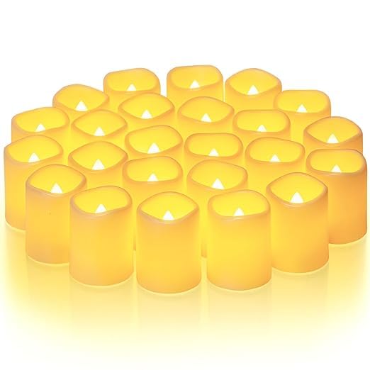 24 Pack, Votive Candle : Novelty Place [Longest Lasting] Battery Operated Flickering Flameless LED Votive Candles (Pack of 24)