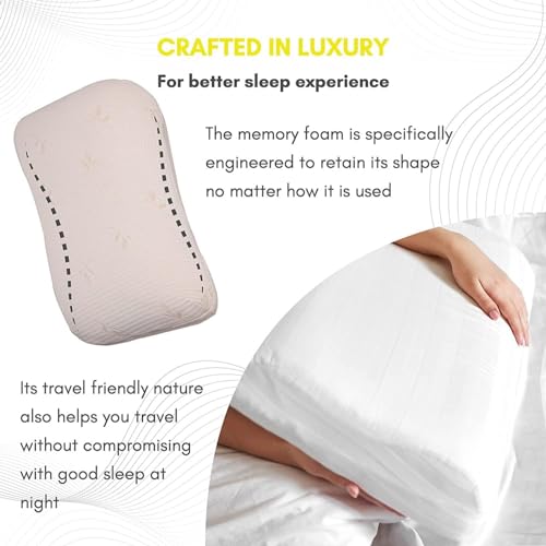 HomeHive Memory Foam Pillow Neck & Shoulder Lumbar Pain Relief Contour Cervical Super Soft & Fluffy-PO1(S_K_E_20022043_Off White)