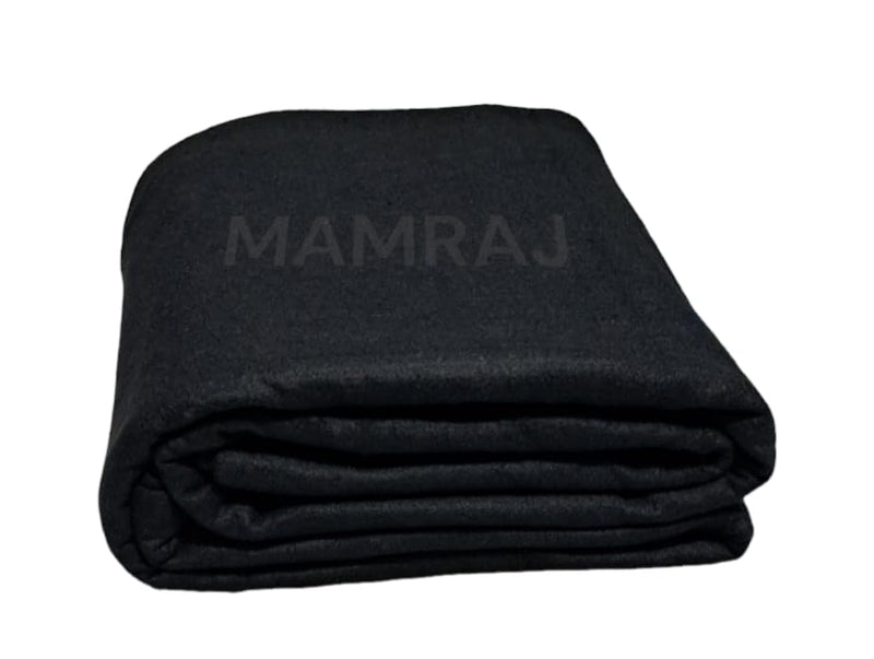 MAMRAJ Plain Acrylic Wool Blankets, Full-Length, Solid-Design Single Bed (Black, 225 cm x 150 cm)