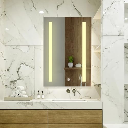 TINITALO Bathroom LED Mirror Home Mirror Wall Mirror with Touch Sensor, 3 Light Effects, Glass, Rectangular LED-67 (24 x 42 Inch)