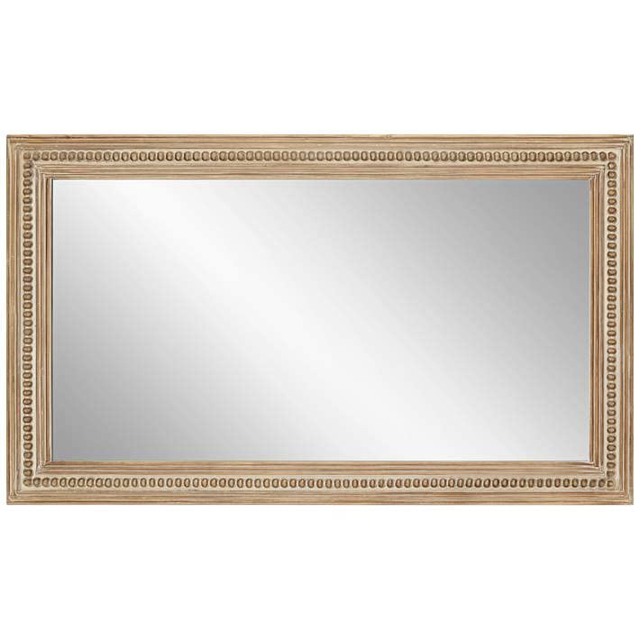 The Zara Enterprises Wooden Cream-Washed Wood Size 28" x 47 1/4" Rectangular Wall Mirror Only Frame Without Mirror