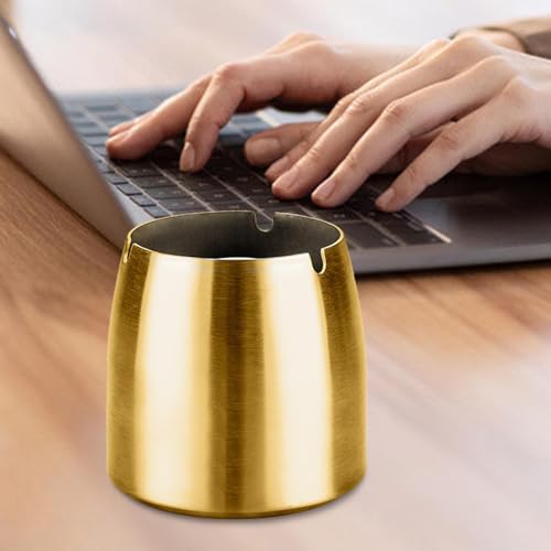 Tapered Ash Holder Portable Stainless Steel Ashtray for Villas Outdoor Patio Gold|Home & Garden|1 Stainless steel ashtray
