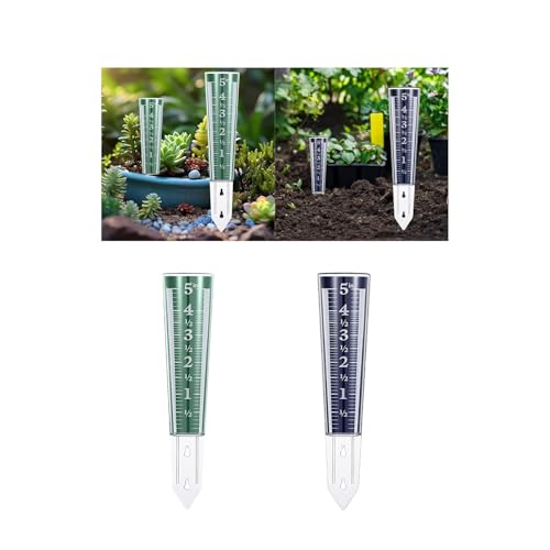 ATORSE Garden Rain Gauge Lawn Courtyard Patio Decorative Stake Water Measuring Tool Blue
