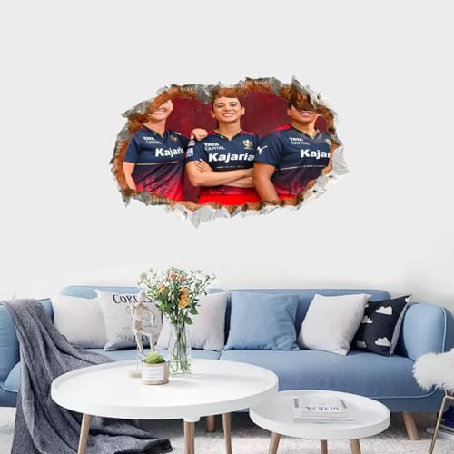 GADGETS WRAP Printed Wall Decal Sticker Broken Smashed Bricks Wall Style Decal (81cm x 55cm) - Women IPL 2024 Cricket World Cup 86