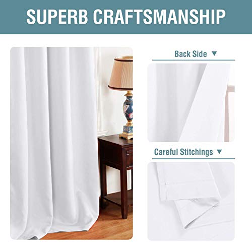 Indiancraft Blackout Curtain for Bedroom or Living Room Darkening Curtains for Door 9 feet Set of 2 Plain Curtains for Long Door (9 ft White 2 Piece)