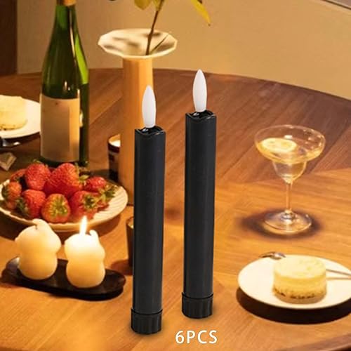 SAZ DEKOR 6X LED Pillar Candles Decor Flameless Candles for Holiday Halloween New Year Black