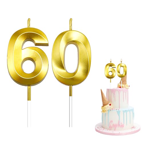 Birthday Candles Number 60 Gold