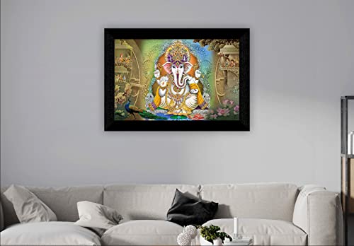 SAF Pack of 1 Ganesha religious modern art wall painting with framed for living room 11 inch x 14 inch CANFM31226