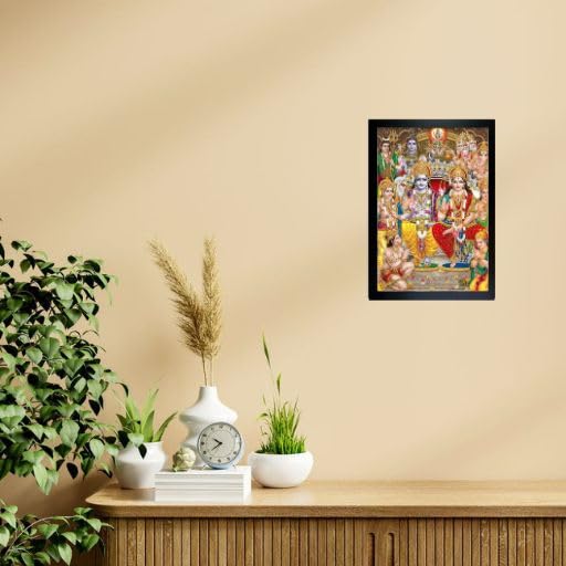 Great More paintings Ram Darbar Sparkle Coated Framed Home Decorative Gift Item Painting Pooja Décor Wall Frame - 64-8x12 inch