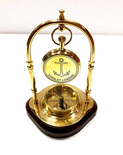 Nautical Art Antique Brass Table Clock Compass Style Nautical Maritime Ship Desk Clock Office Decor