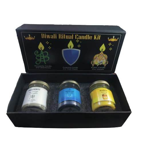 Anshil Diwali Ritual Candle Kit Hamper | Set of 3 Candle – Prosperity Candle| Protection Candle| Kuber Candle Burning Time 10-12 Hours[GET Free Surprise Gift with Every Order]