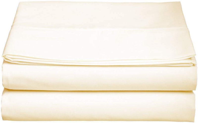 Trend Bedding Mart 1PC Solid Flat Sheet Smooth Touch Hotel Quality 100% Egyptian Cotton Perfectly Fit for Oversize and Extra Height Cal King Bed 108 Inch x 114 Inch Ivory Solid 600 Thread Count