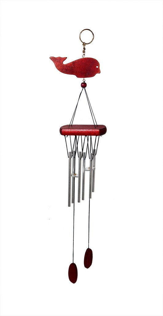 VASTU ART - Vastu Feng Shui Red Wooden & Metal Pipes Wind Chime Hanging for Positive Energy & Good Relaxing Sound Decoration Showpiece