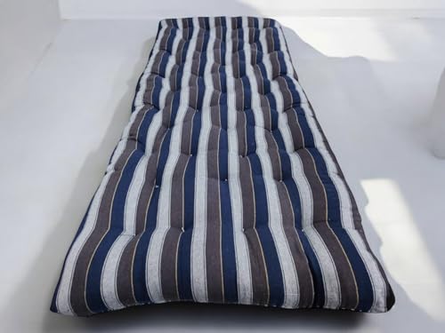 HBM Single Bed Soft Cotton Filled Quilt Mattress Gadda Soft & Reversible,Pure Cotton Fabric,Firm Gadda for Floor & Bed, Blue Lining (72 x 48 Inches,STAR03)