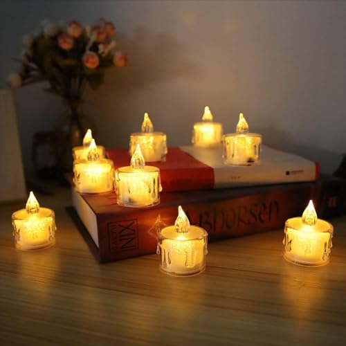 The Decor Affair 24 Pcs Flameless Electric Candles: A Collection of Flickering Tea Lights Offering a Realistic Candlelight Effect