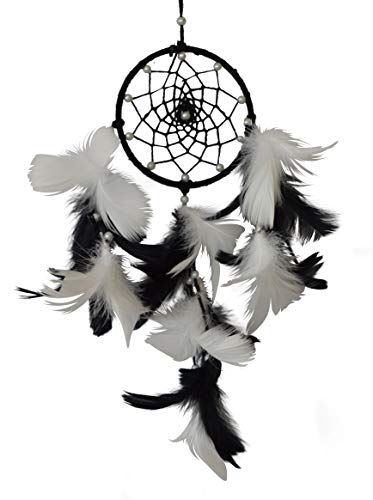 Daedal dream catchers - Little Bitty Hand Made Wool Blend Wall Hanging for Home Decor (31X 14X 2 cm, Black and White)