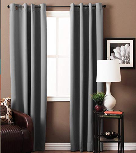 American-Elm Polyester Blend Both Sided Room Darkening Long Door Blackout Curtains (Dove, 4.5x9ft) - 2 Panels