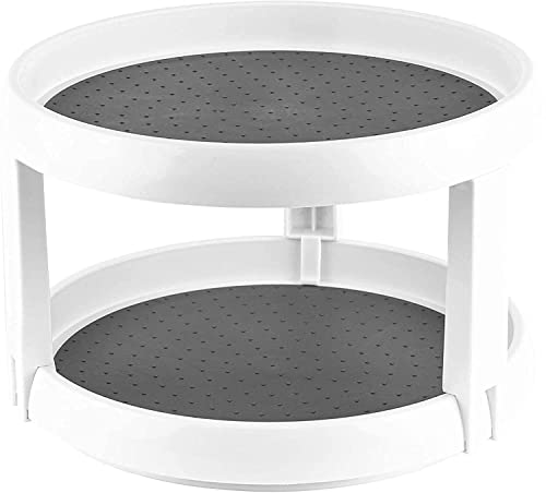 House of Quirk Non Skid Turntable Lazy Susan Cabinet Organizer 2 Tier 360 Degree Rotating Spice Rack