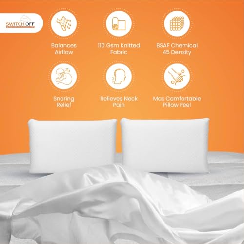 Switch-off Smart Adjustable Memory Plain Pillow,Discover The Perfect Pillow for Your Best Night's Sleep (17X27Inch) (Pack of 4)