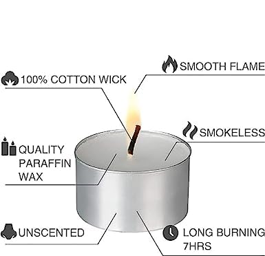 ALEVAN 7 Hours Burning White Paraffin Wax Unscented Tealight Candles for Home Decor || Long Burning Tea Light Candles