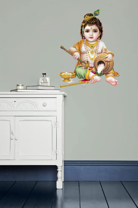 DreamKraft makhan chor Multicolour Vinyl Size 64 cm X 50 cm Wall Sticker