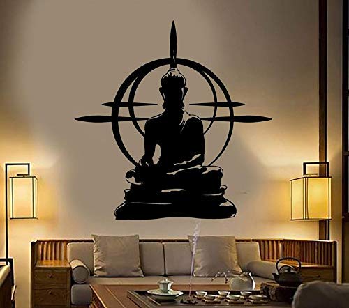 VVWV Buddha Wall Decal Mandala Mantra Chakra Meditation Wall Sticker Decal Sticker Black 50 x 50 Cm