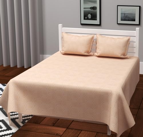 FLOATING DREAMS Bedsheet Premium Cotton 220 TC Double Flat Bedsheet with 2 Pillow Case