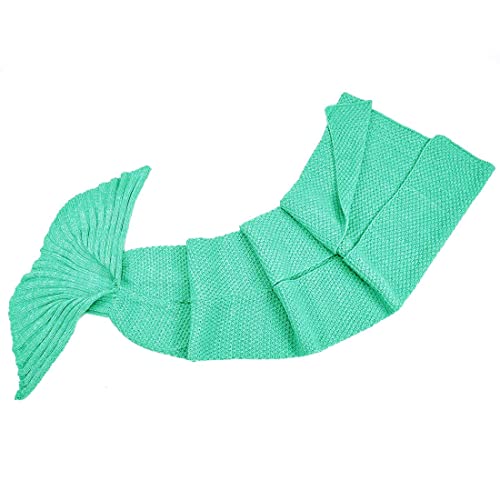 BonZeal Small 140 x 70cm Pack of 1 Woollen Knitted Green Mermaid Fish Tail Blanket for Winter