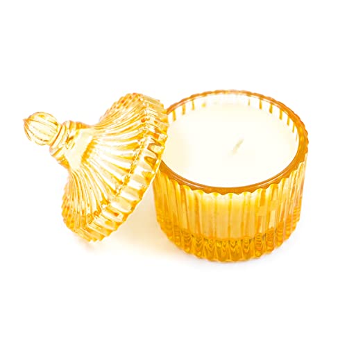 THE REMEDIAL STORE Diamond Crystal Jar Candle | Soy Wax | Premium Scented Candles | Luxury Decorative Scented Candles for Home | Burning Time 6 to 8 Hours | Weight- 60Gms (Pack of 2) (Yellow & Gold)