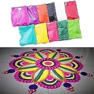 Best Buy Design Creativity Floor Art Rangoli Powder Colour Rangoli Powder Rangoli Making Kit for Christmas New Year sankranthi Decoration- (8) Packets