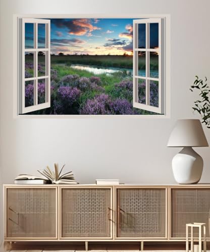 JVERF - JZZA27373 Scenery Sky Lake Evening| Self-Adhesive Open Window Wall Sticker