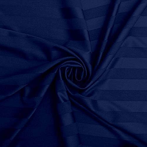 Cool Dealzz 300TC Cotton Hotel Luxury Bed Sheets - Extra Soft Easy Fit - Breathable & Cooling Sheets Double Size Blue Stripe 95x95