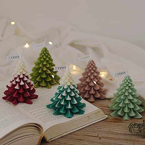 SAZ DEKOR Christmas Tree Wax Scented Candle Creative Curve Home Decor Prop Light Green