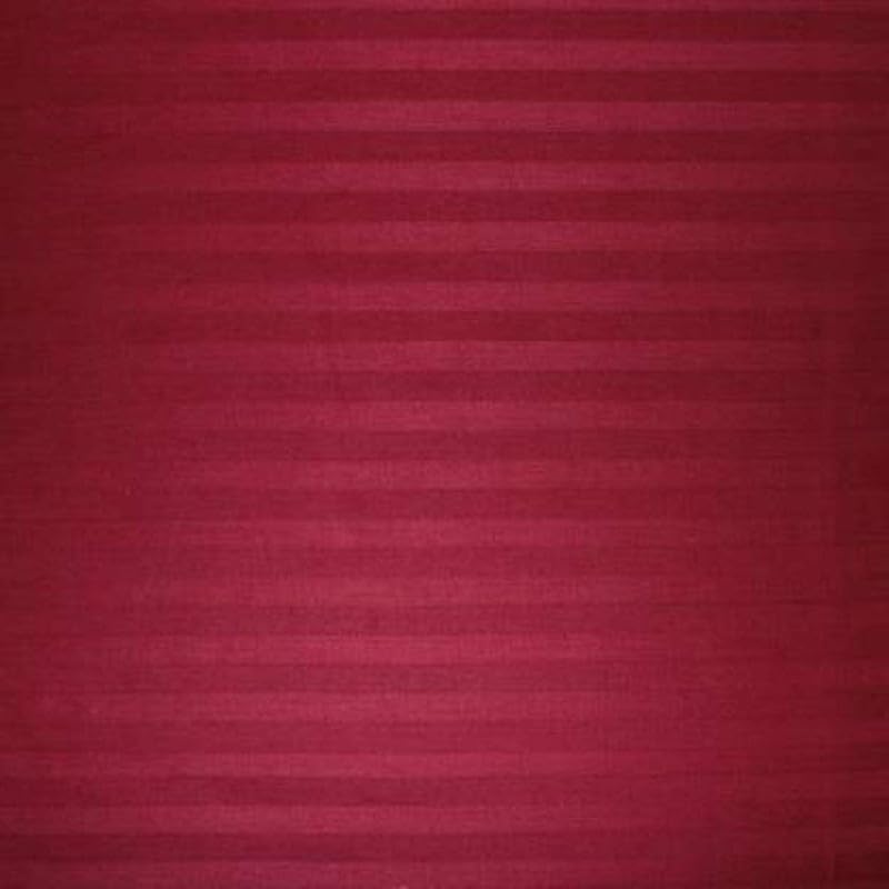 Cool Dealzz TC 300TC Pure Cotton Plain Stripe Queen Size Double Bedsheet for Double Bed with Two Pillow Covers (King, Maroon) (90X100 Inches)