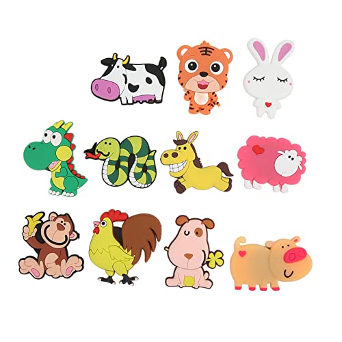 Ubersweet® Animal Magnets, Twelve Chinese 11PCS Cute Look Fridge Animal Magnet for Home for Automobile for Refrigerator