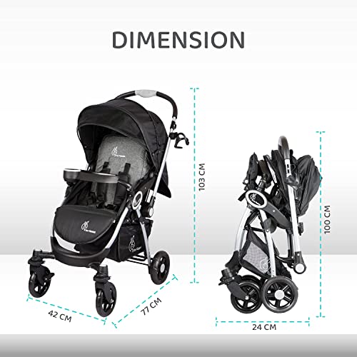 R for Rabbit Chocolate Ride Stylish Baby Stroller and Pram for Baby, Kids, Infants, Newborn, Boys & Girls of 6 Months to 3 Years | 6 Months Warranty | (Black)