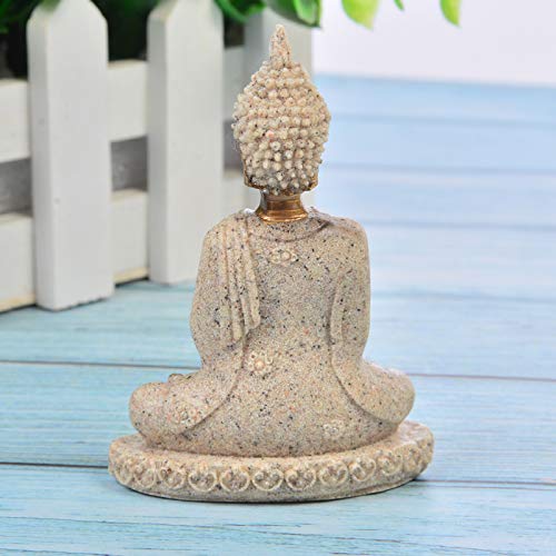 Comimark 1Pcs Handmade Meditation Buddha Statue Sandstone Sculpture Figurine