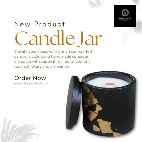 Shivaliya Collection High-Strength Concrete Cylinder Shape Candle Jar with Aroma Fragrance | Premium Scented Soy Wax Fill | 20-22 Hr Burn Time - | Scented Candle |Gifts for Memorable-(Medium, Black)