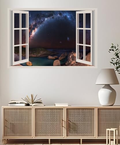 JVERF - JZZA24199 Milky Way Sky Coast Night| Self-Adhesive Open Window Wall Sticker