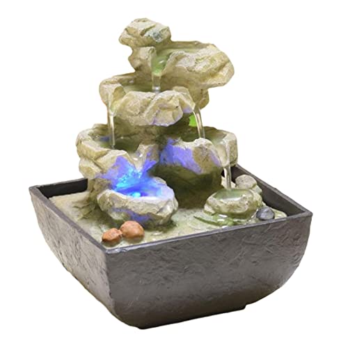 ATORSE® Desktop Fountain 4 Tiers Meditation Illuminated Water Fountains with Lights