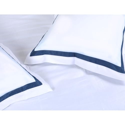 Etonner Audley Bold Border White Double Bed Sheet