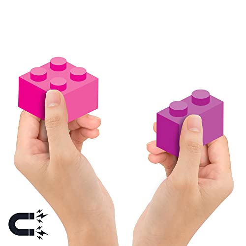 Brick Builders Blocks Magnet Set of 20 Blocks in 4 Colors - (Small, Magnet Multi-Girl)