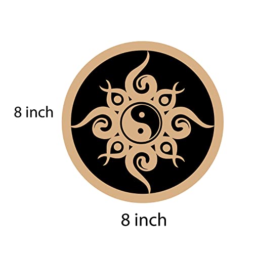 DOTME Yin Yang Wooden With Vinyl Sticker Decorative Design Wall Decor For Home Kids Bedroom Living Room Hall DIY Art 8 INCH (Black)