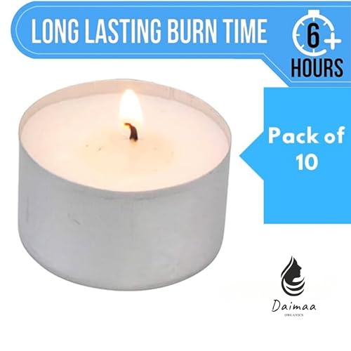 Daimaa organics Long Burning Tea Light Candles | Tealights Candles Set of 84 | Big- 22 Gram Each | Burning Time- 5-6 Hours appx | Pack of 84, Others