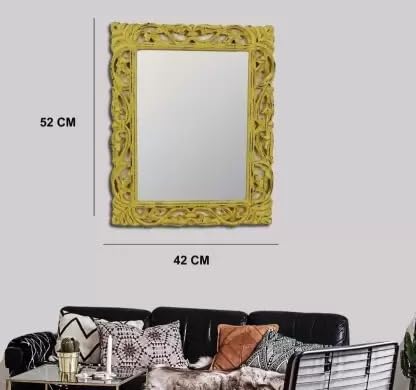 Vas Collection MDF Mirror Frame Fro Wall Decor,Bedroom,Living Room,Bathroom & Hallway (Yellow Antique)