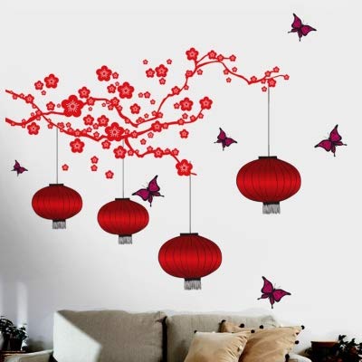 Techgifti� Red Lamp Wall Sticker for Decorative Wall Sticker for Living Room, Bed Room, Kide Room