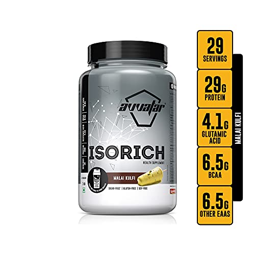 AVVATAR ISORICH WHEY PROTEIN | 1Kg | Malai Kulfi Flavour | 29g Protein | 29 Servings | Isolate